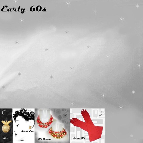 Red Gloves Mid Length Nylon Vintage Early 60s - Picture 9 of 11